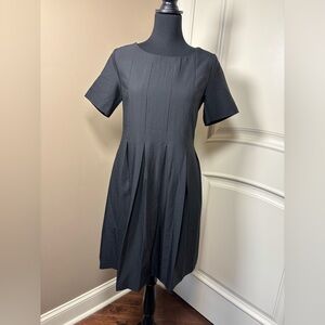 FINNFLARE Black Pleated Waist Short Sleeve Fit & Flare Dress - Size S